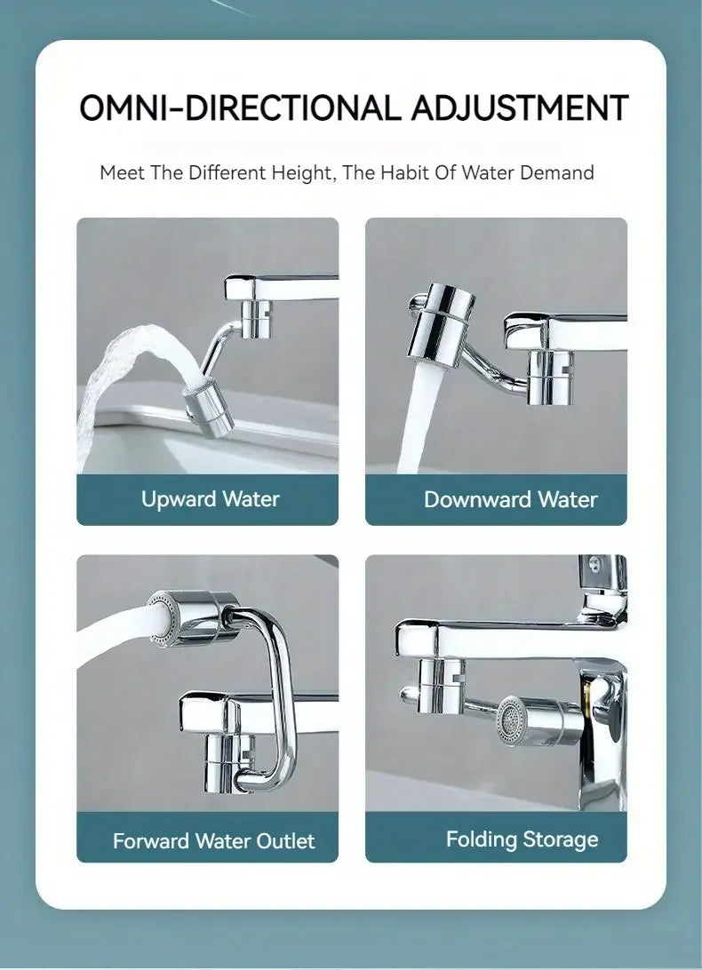 FlowFlexPro™ 1080° Swivel Stainless-Steel Faucet Extender | Dual-Mode, Splash-Proof & Easy to Install