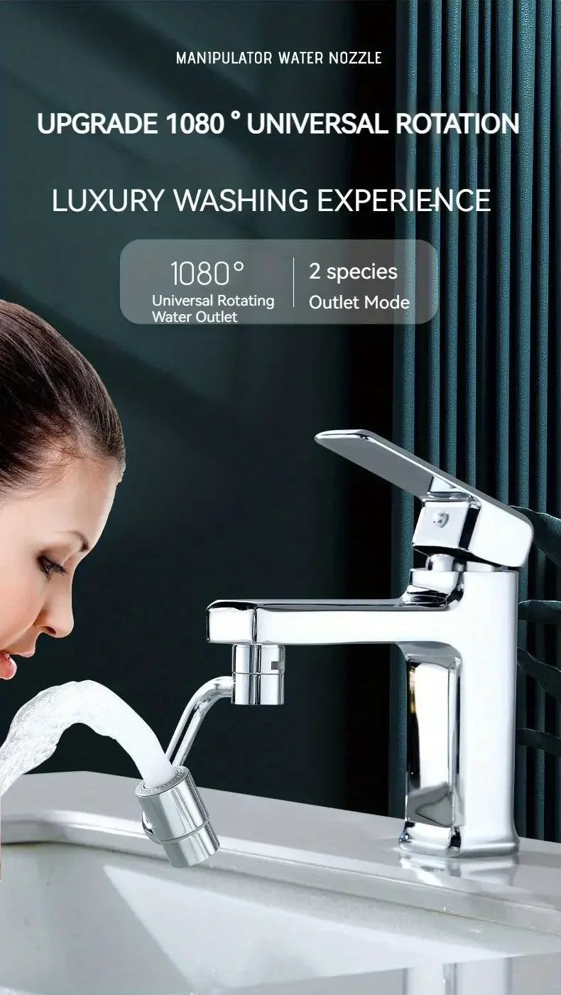 FlowFlexPro™ 1080° Swivel Stainless-Steel Faucet Extender | Dual-Mode, Splash-Proof & Easy to Install