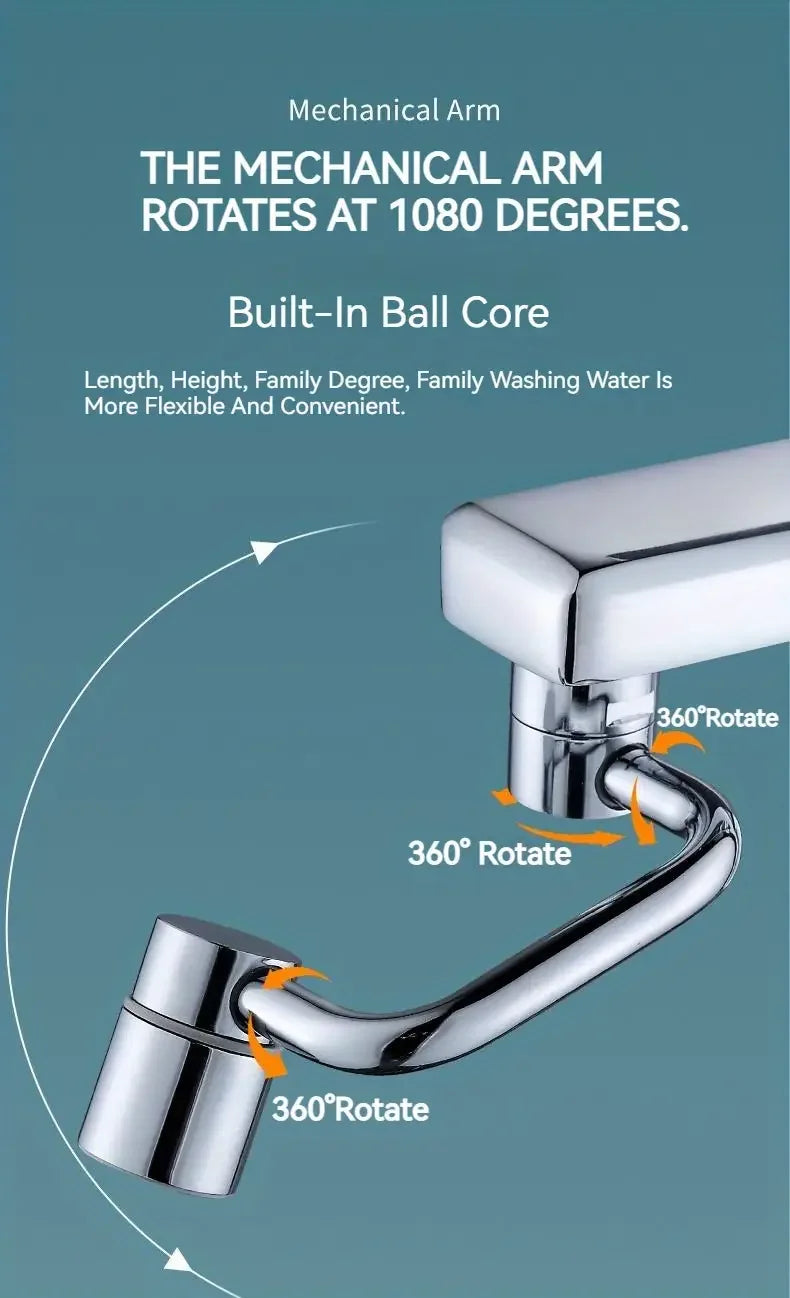 FlowFlexPro™ 1080° Swivel Stainless-Steel Faucet Extender | Dual-Mode, Splash-Proof & Easy to Install