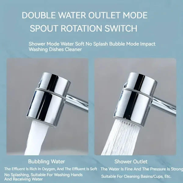 FlowFlexPro™ 1080° Swivel Stainless-Steel Faucet Extender | Dual-Mode, Splash-Proof & Easy to Install
